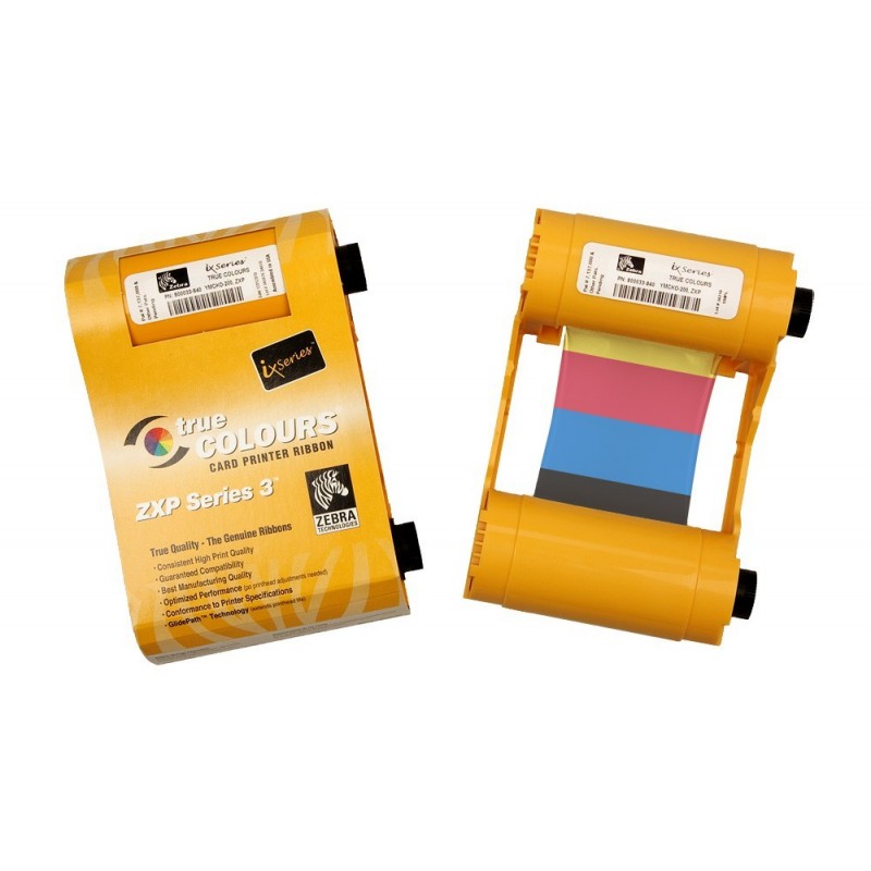 Ruban Encreur 4 couleurs pour imprimante carte - badge Zebra ZXP Series 3 double faces