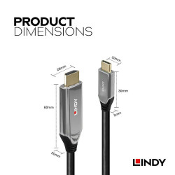 Câble adaptateur Lindy 3m USB Type C to HDMI 8K60